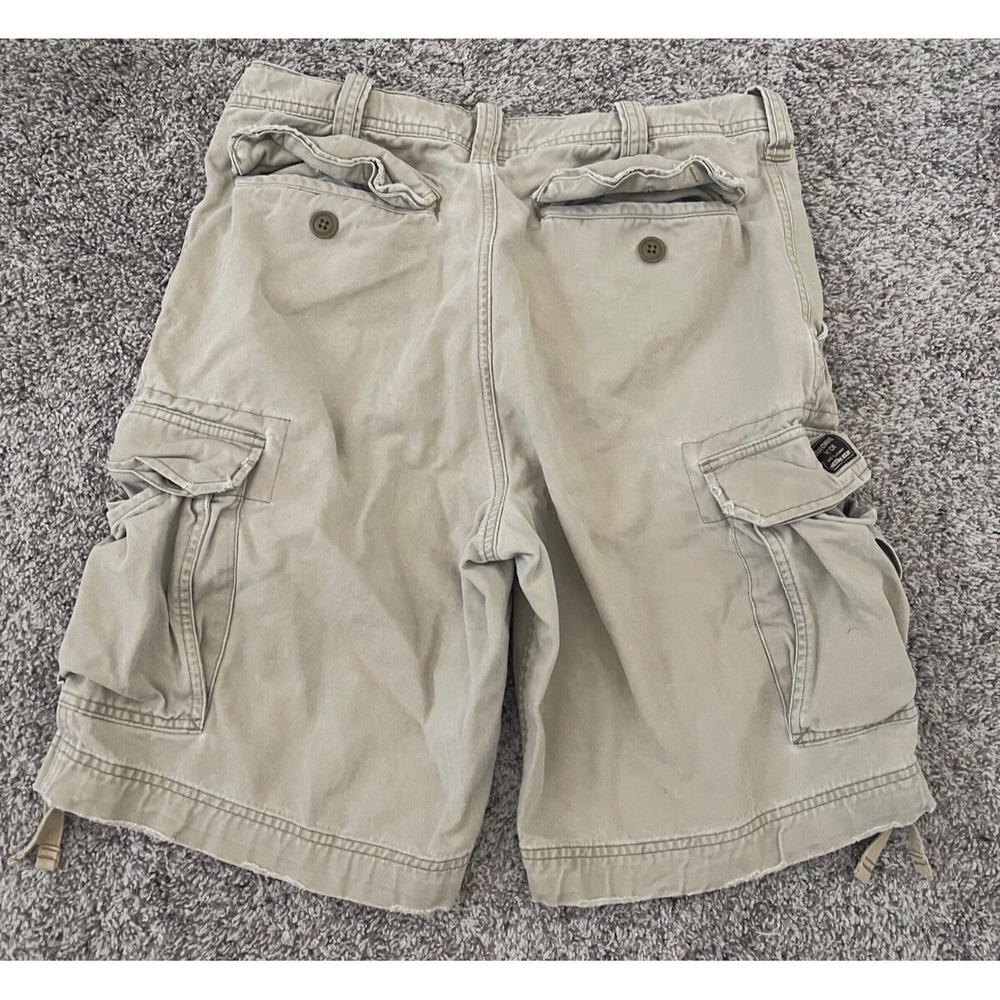 Abercrombie & Fitch Cargo Shorts 32 Distressed Drawstring Military Paratrooper - Picture 2 of 4